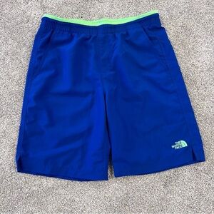 The North Face Boys Size Large 14/16 Shorts Blue Green Drawstring Outdoor Active